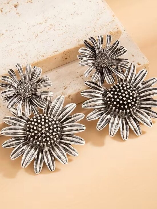 Jewelry - Three-Dimensional Sunflower Pendant Stud Earrings Z262